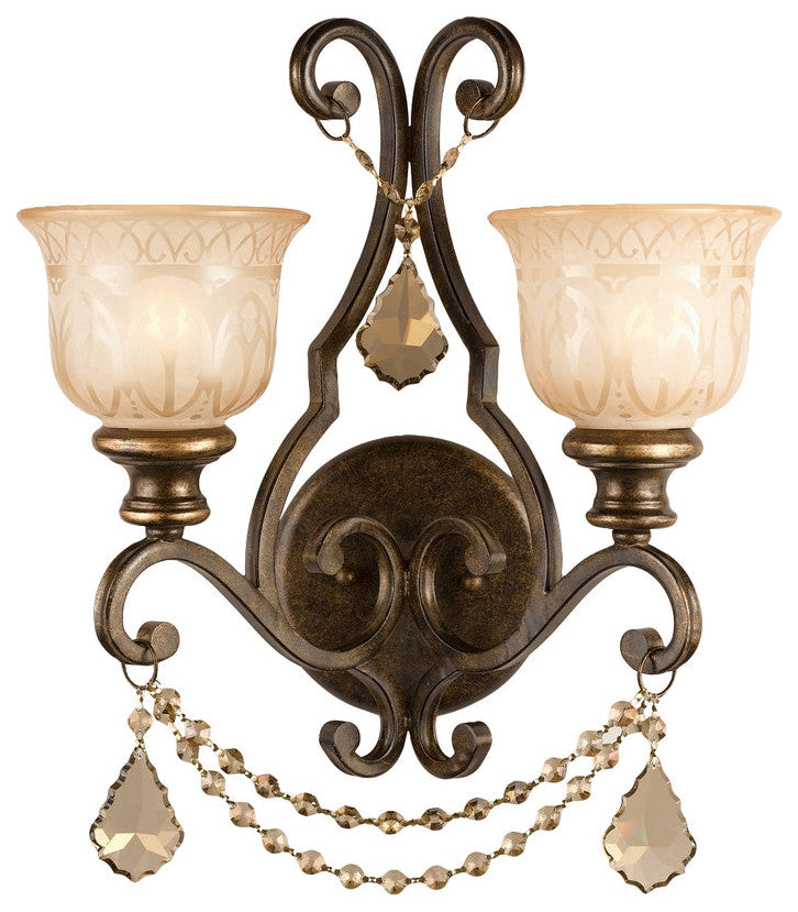 Crystorama 7502-BU-GT-MWP, 2-Light Wall Mount, Bronze Umber
