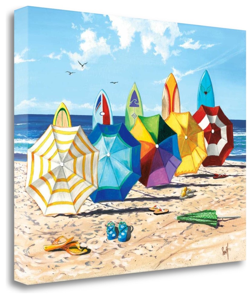"Brellas And Boards" By Scott Westmoreland, Giclee Print on Gallery Wrap Canvas