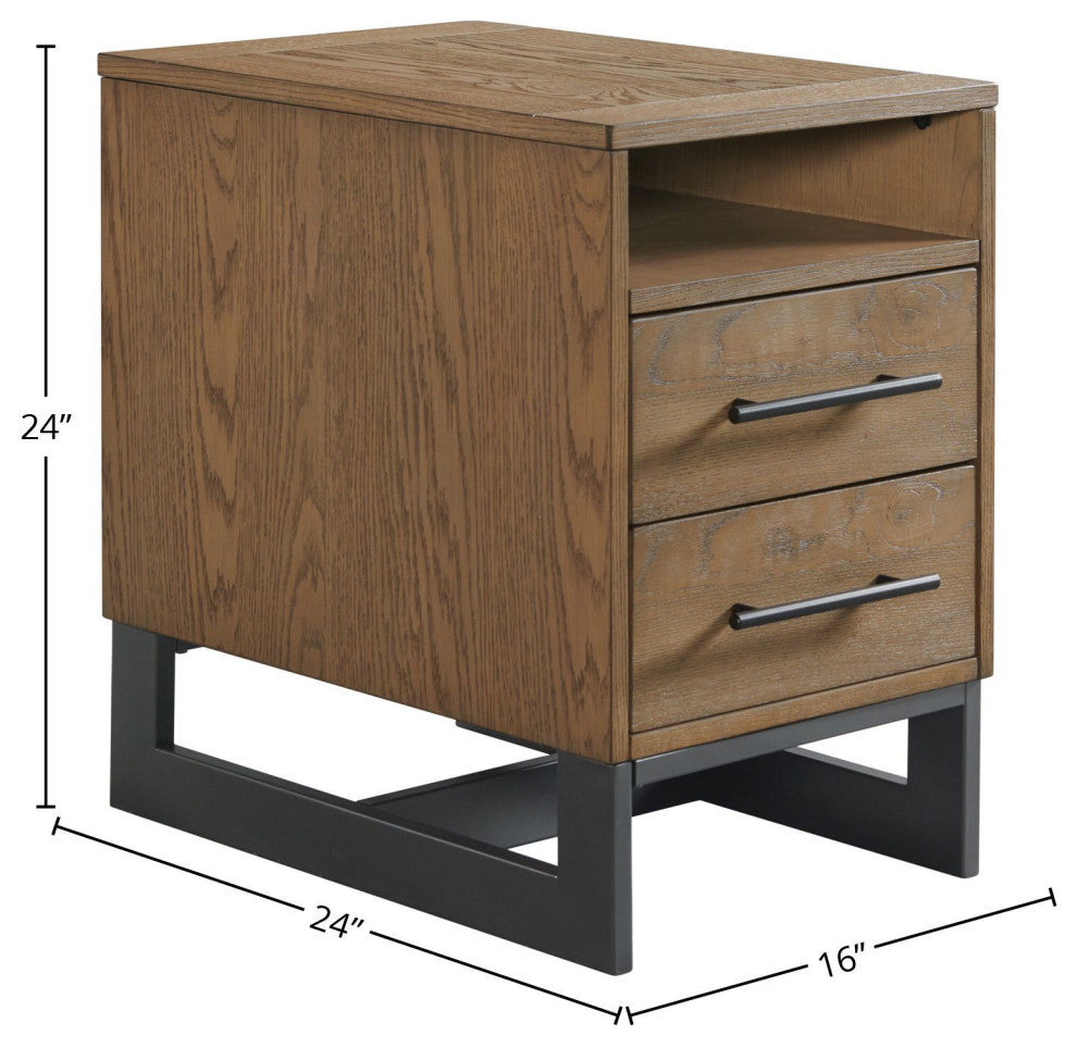 Eden 16" Wide Chairside Table With USB Port, Rustic Dune