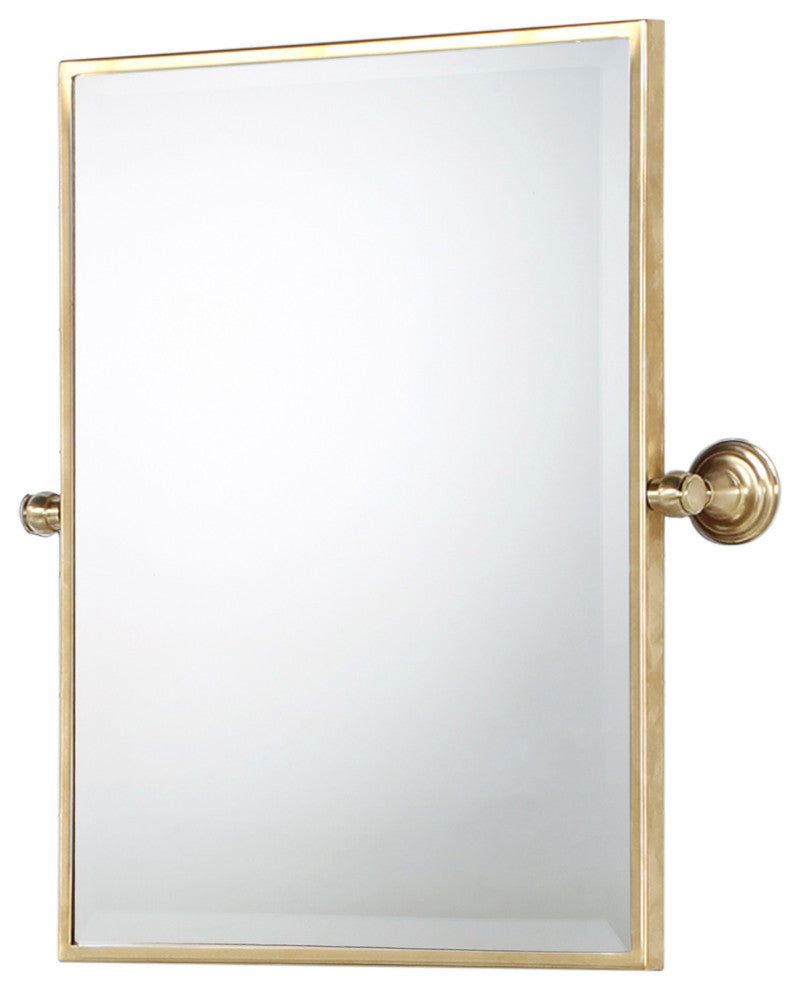 Water-Creation Empire 18"x24" In. Metal Rectangular Mirror in Satin Gold PVD