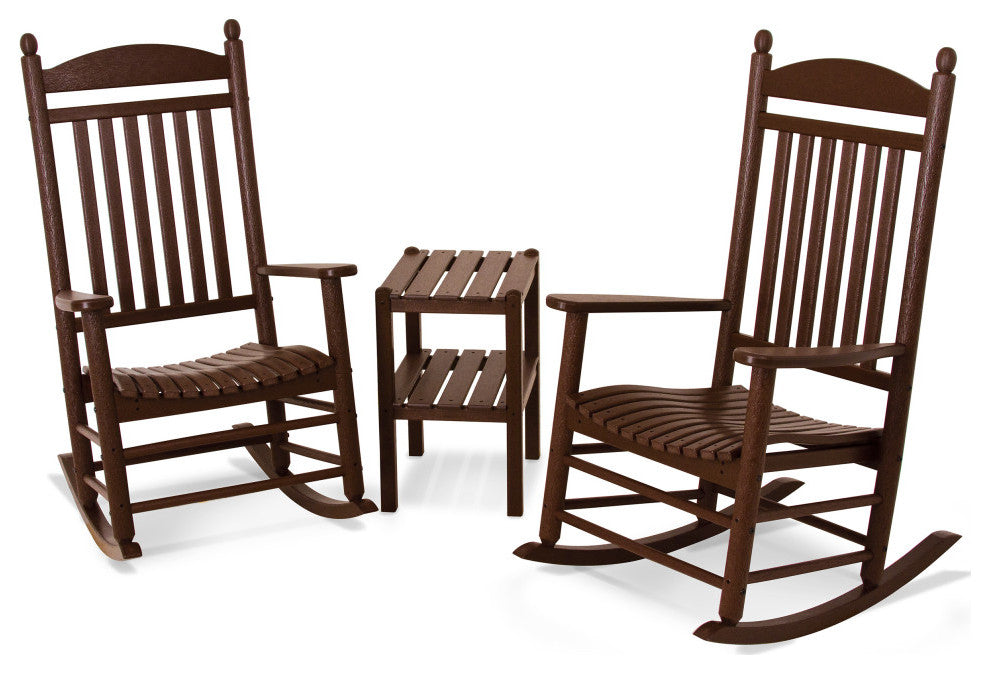 Polywood Jefferson 3-Piece Rocker Set, Mahogany