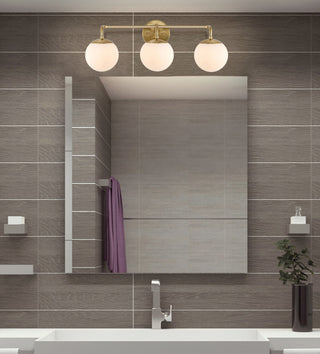 Louis Globe Metal/Frosted Glass Modern LED Vanity, 3-Light