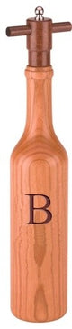 Wine Bottle Cherry Wood Pepper Grinder, Custom Personalized Initial,  "B"