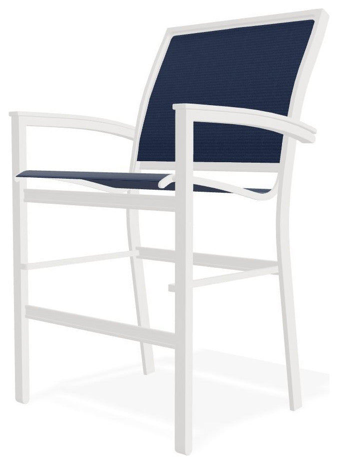 Bazza Sling Balcony Height Stackable Outdoor Stool, Navy/Snow