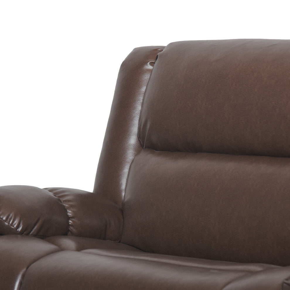 Upham Faux Leather Oversized Pushback Recliner, Dark Brown/Espresso