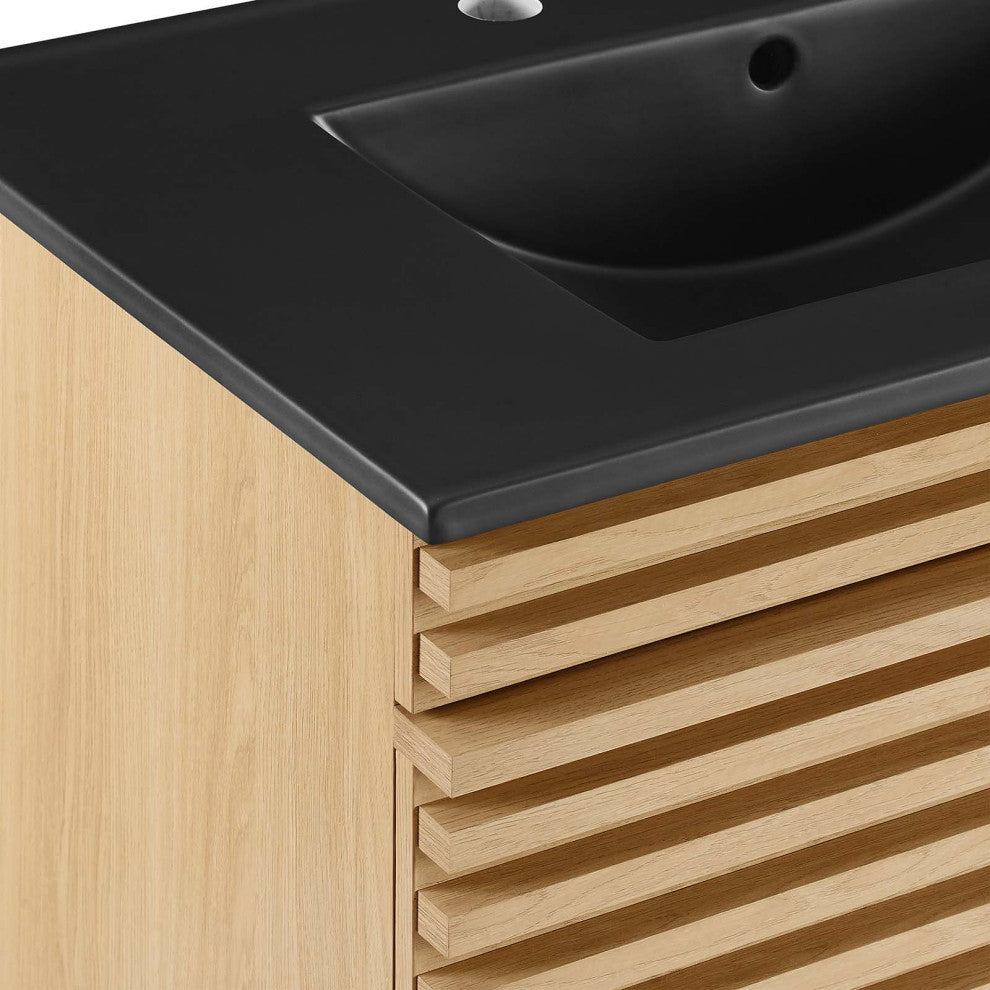 Render 30" Wall-Mount Bathroom Vanity, Oak Black