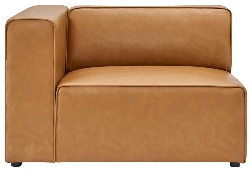 Mingle Vegan Leather 4-Piece Sectional Sofa, Tan