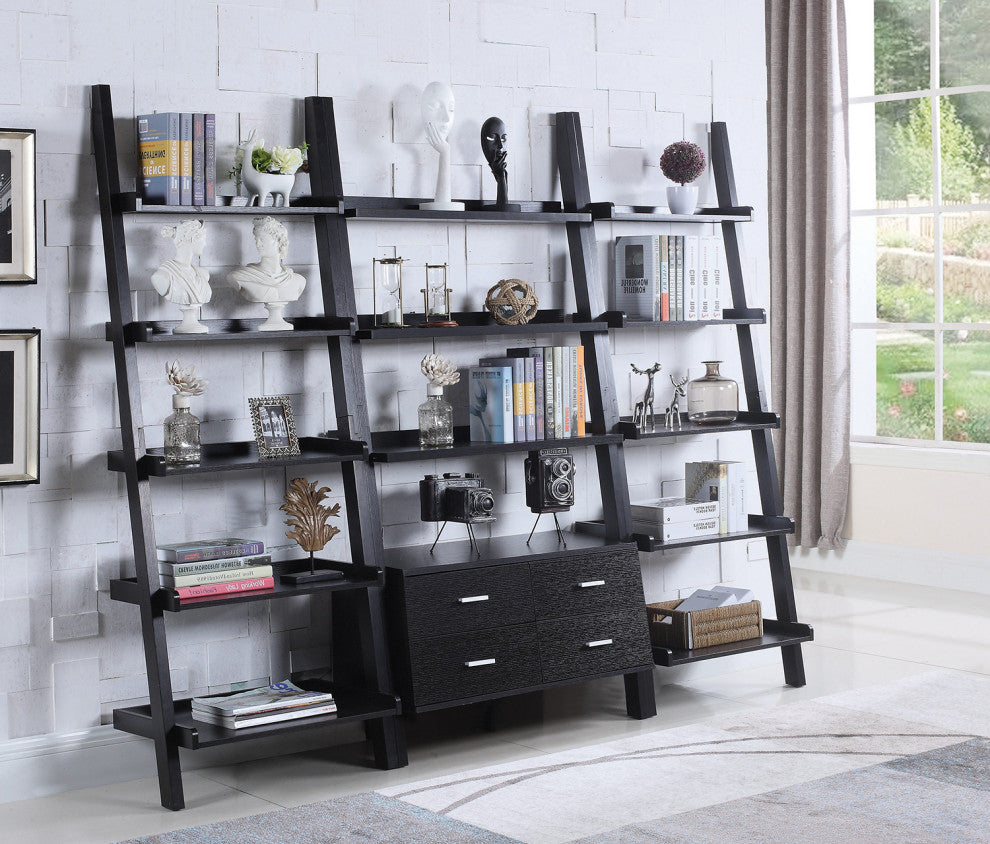 4-Drawer Ladder Bookcase, Cappuccino