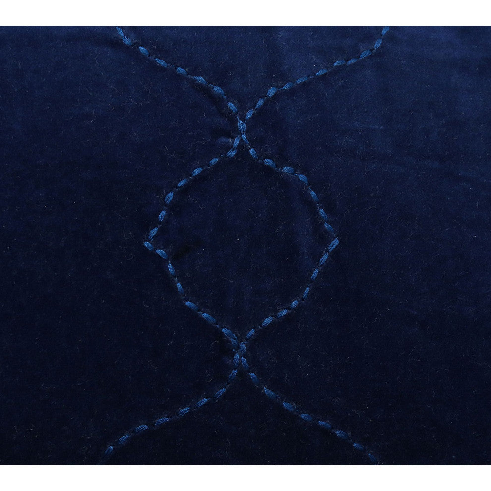 Blue Machine Woven with Tassels Corwin Throw Pillow, 16" x 26"