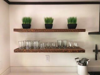 2"x12" Deep Rustic Floating Shelf, Easy Hang Mounting Included, Medium Brown, 48