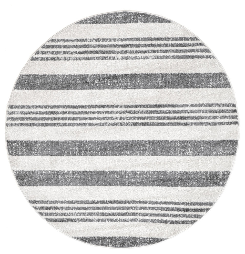Nuloom Contemporary Geometric Parallels Rug, Grey 5'3"Round