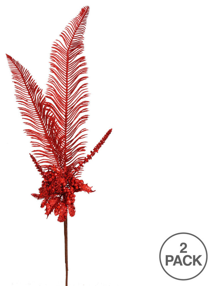 Glitter Fern Berry Artificial Christmas Spray , Red, 30"