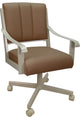 Leather Memphis Dining Caster Chair Swivel Tilt with Wheels, Brown Leather on Beige