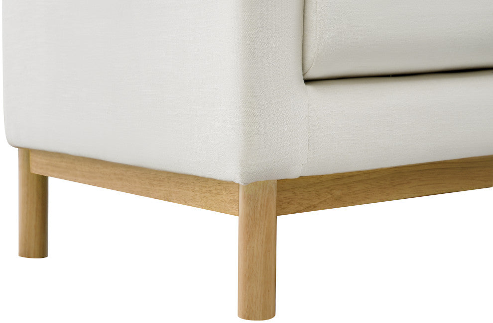 Langham Linen Textured Fabric Upholstered Loveseat, Cream