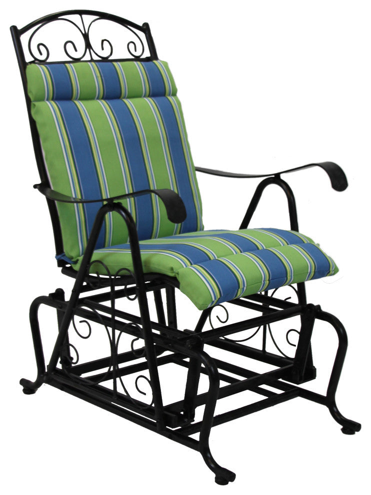 Single Glider Chair Cushion, 1 Piece Seat and Back, Haliwell Caribbean