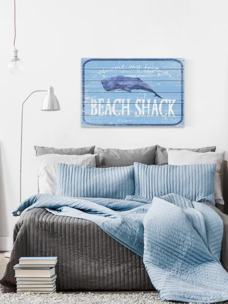 "Shack at the Beach" Painting Print on White Wood, 60"x40"