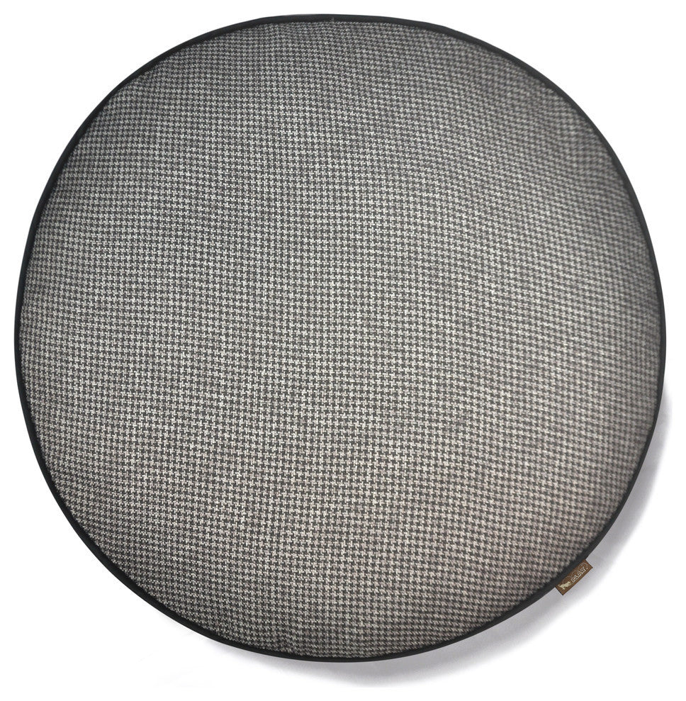 Round Bed Houndstooth, Black and Grey, Small