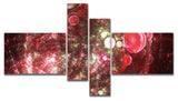 Red Spherical Planet Bubbles, Abstract Canvas Art Print, 60"x32", 4 panels