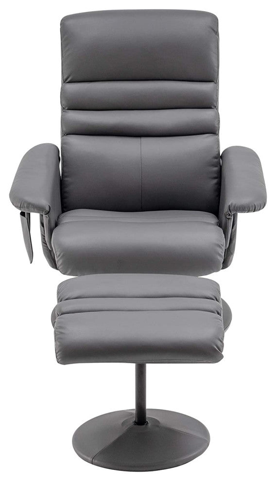 Modern Recliner Chair With Ottoman, Massage Function For Your Comfort, Grey