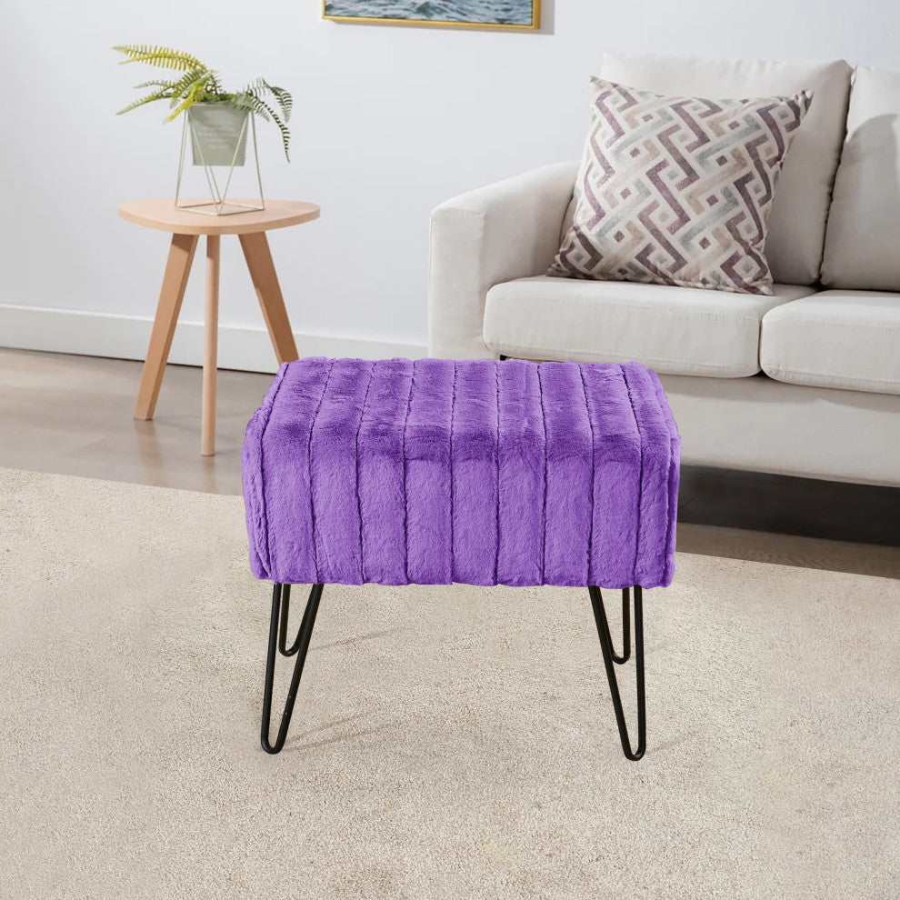 Serenta Super Mink Ottoman, Paisley Purple, 19''x13''x17''
