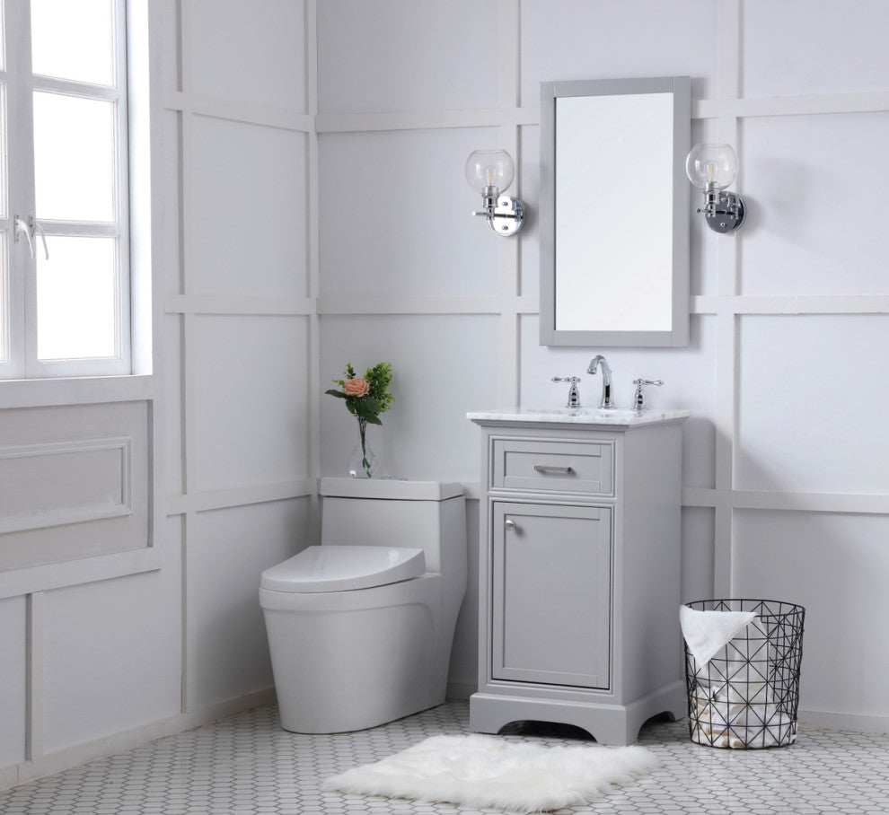 Amber Single Bathroom Vanity, Blue, Light Grey, 19"
