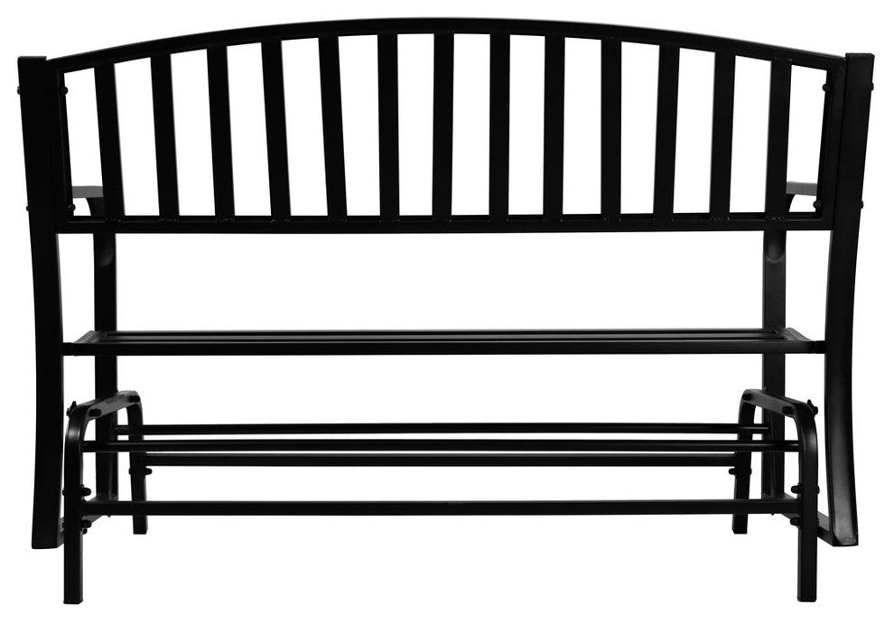 Sunnydaze Black Steel Metal Outdoor Patio Garden Glider Bench - 50-Inch