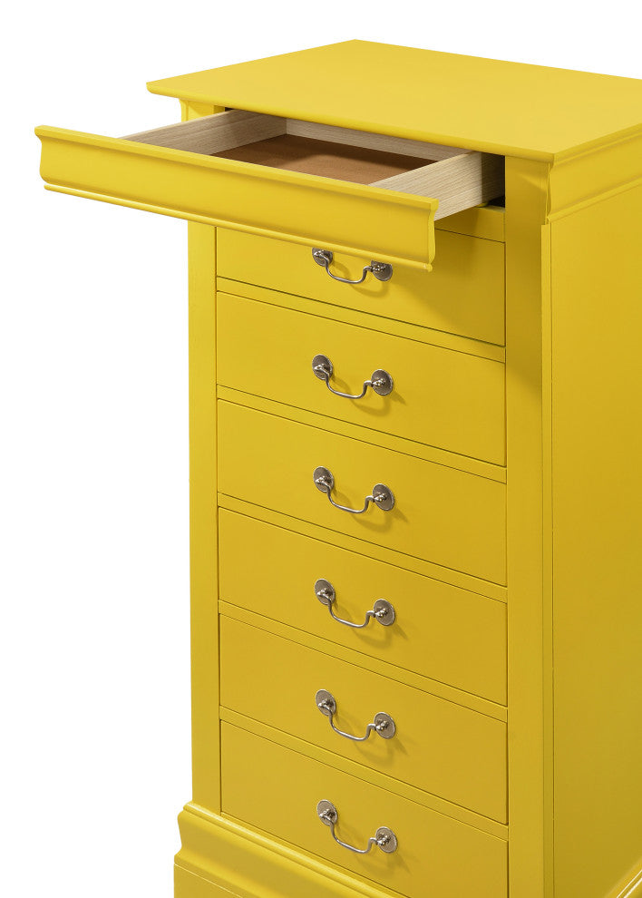 Louis Phillipe Yellow 7 Drawer Chest of Drawers, 22, L. X 16, W. X 51, H.