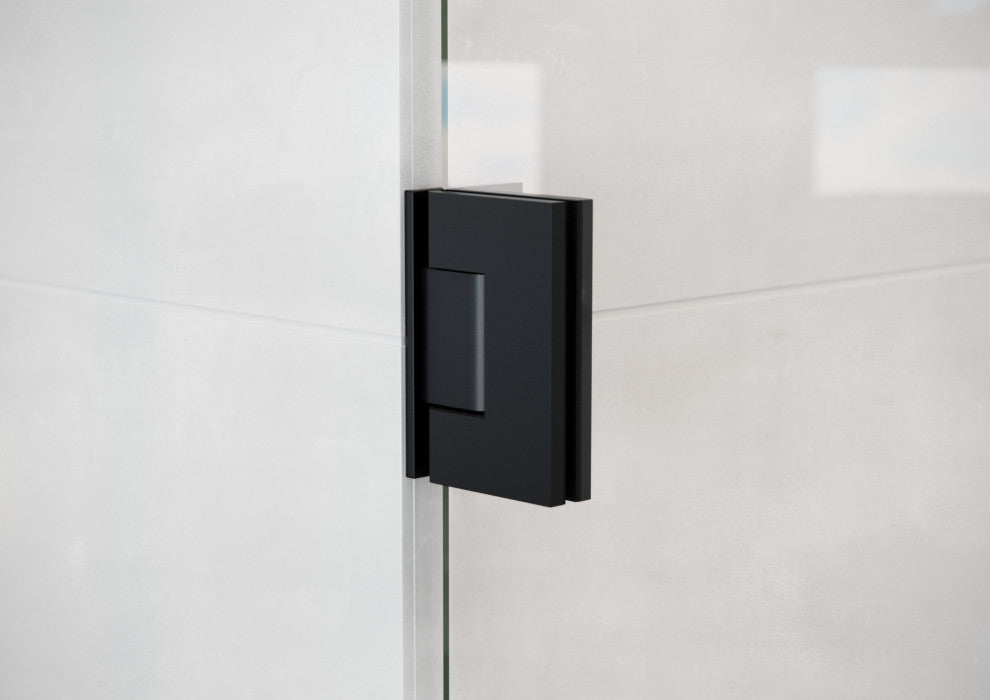 58.25"x57" Frameless Shower Bath Door Wall Hinge, Matte Black