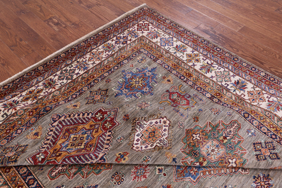 Handmade Geometric Super Kazak Wool Rug 8' 11" X 12' 1" Q9683
