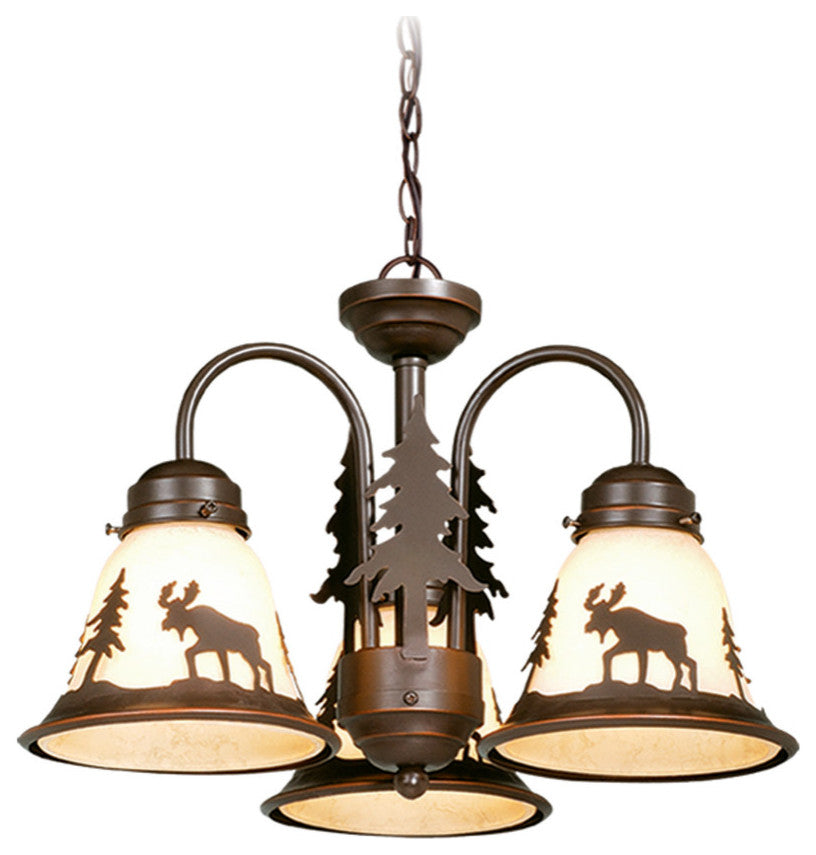 Yellowstone 3-Light LED Moose Fan Kit or Chandelier, Dual Mount Burnished Bronze