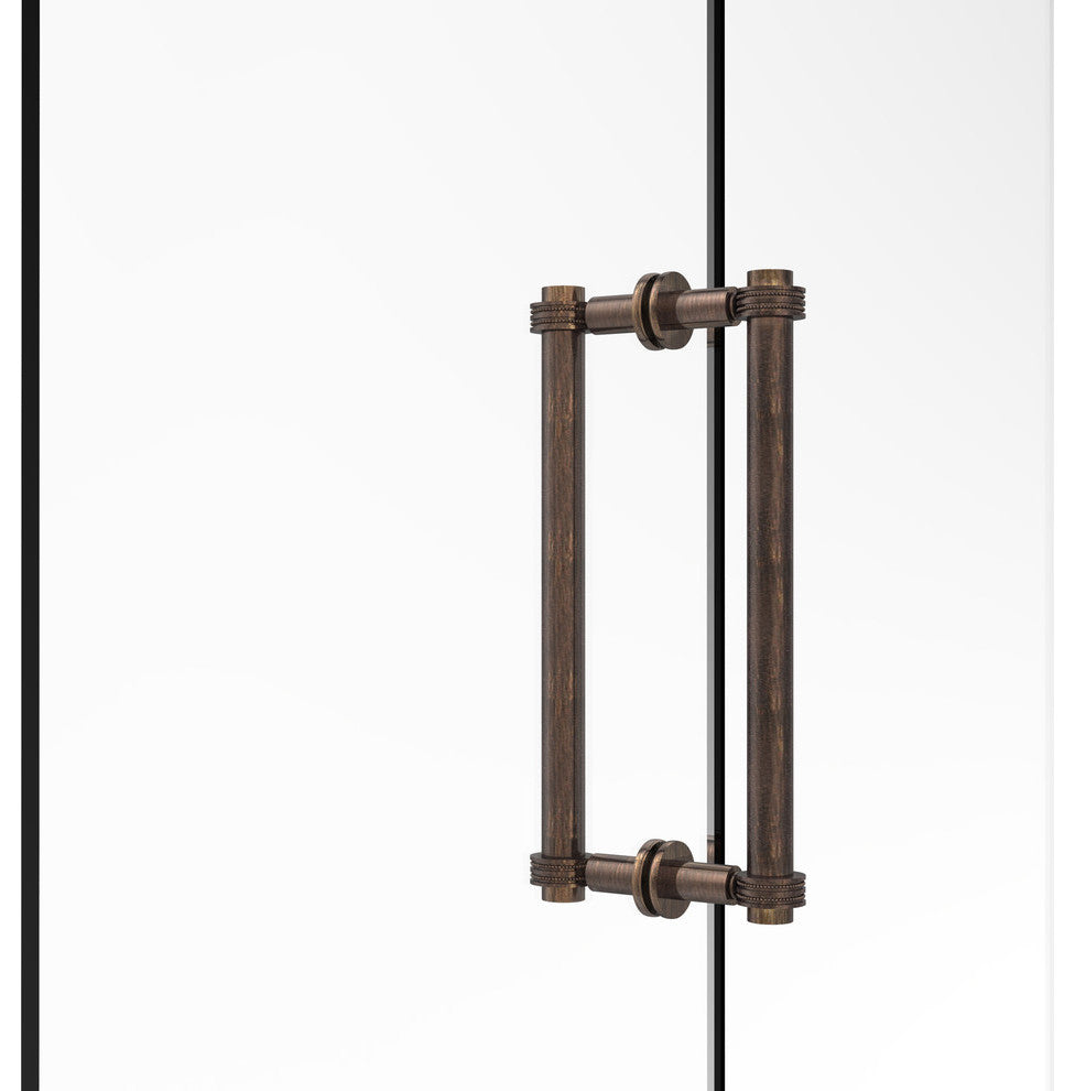 Contemporary 12" Dotted Accent Back to Back Shower Door Pull, Venetian Bronze