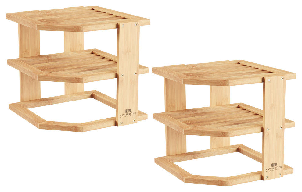 3-Tier Bamboo Corner Shelf for Kitchen or Bathroom Cabinet