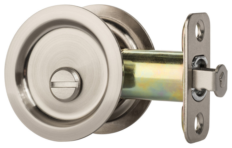 Dynasty Hardware Round Bed / Bath Privacy Pocket Door Latch Satin Nickel