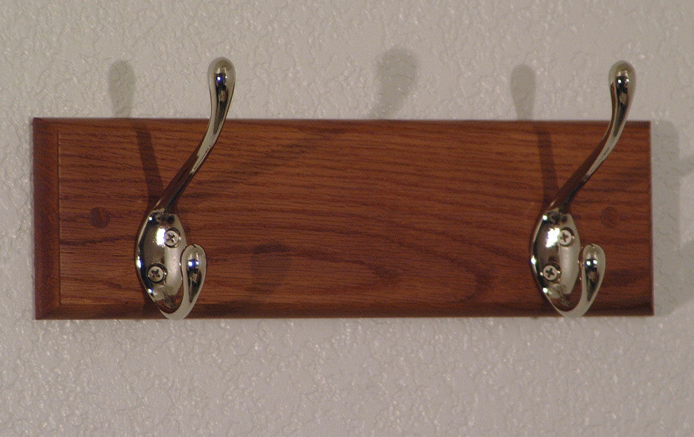 2 Hook Coat Rack, Medium Oak