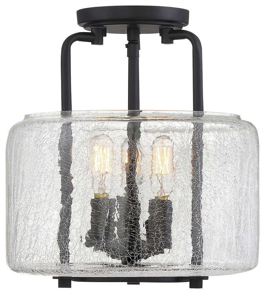 Avalon 3-Light Black Semi Flush Mount