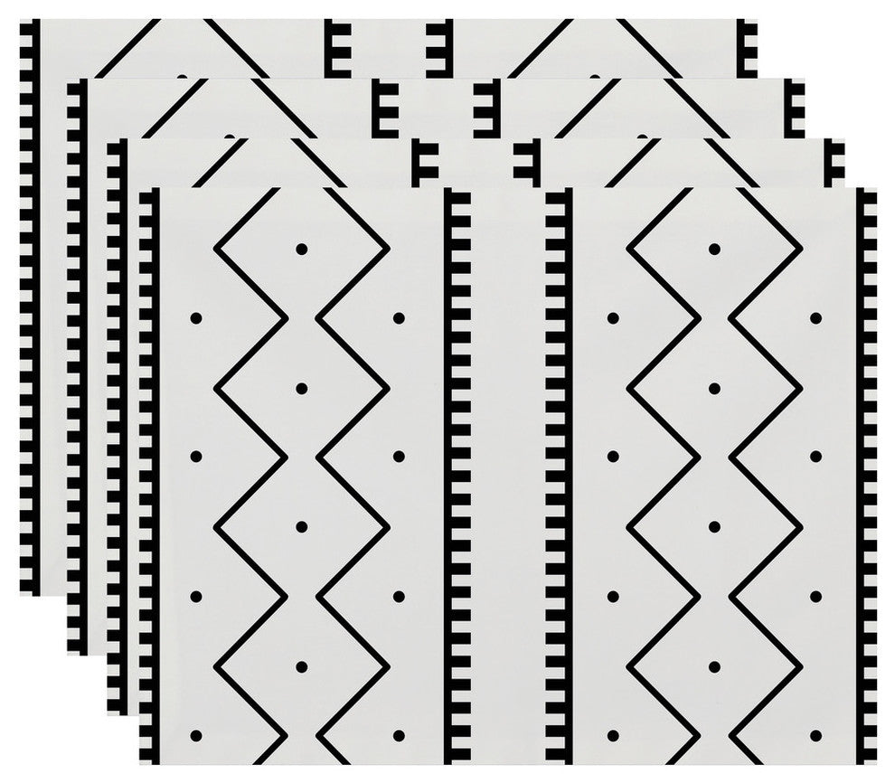Mudcloth, Geometric Print Placemat, Cream (Set of 4), 18 x 14"