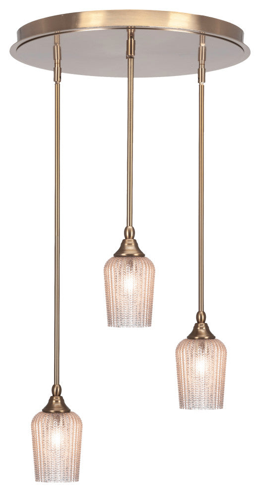 Empire 3-Light Cluster Pendalier, New Age Brass/Silver Textured