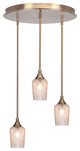 Empire 3-Light Cluster Pendalier, New Age Brass/Silver Textured