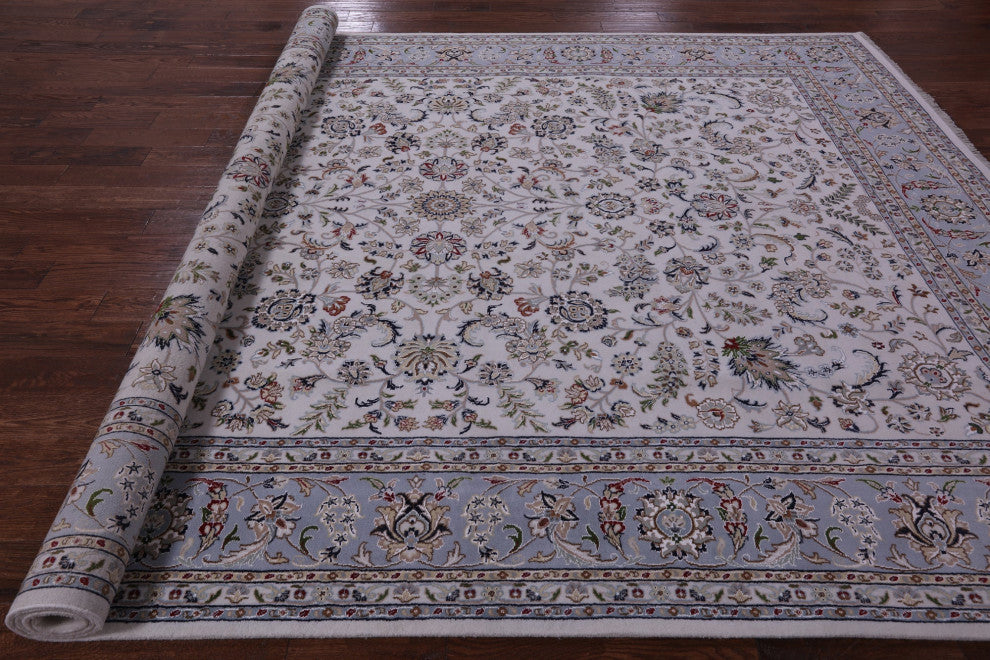 8' 11" X 12' 2" Persian Nain Hand-Knotted Wool & Silk Rug - Q14764