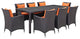 Espresso Orange Convene 9-Piece Outdoor Patio Dining Set