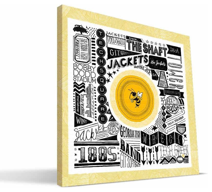 GT Yellow Jackets Pictograph Canvas Print, 16"x16"