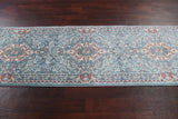 Light Blue Floral Medallion Transitional Turkish Rug Oriental Carpet 3x10