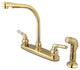 Kingston Brass Centerset Kitchen Faucet, Polished Brass