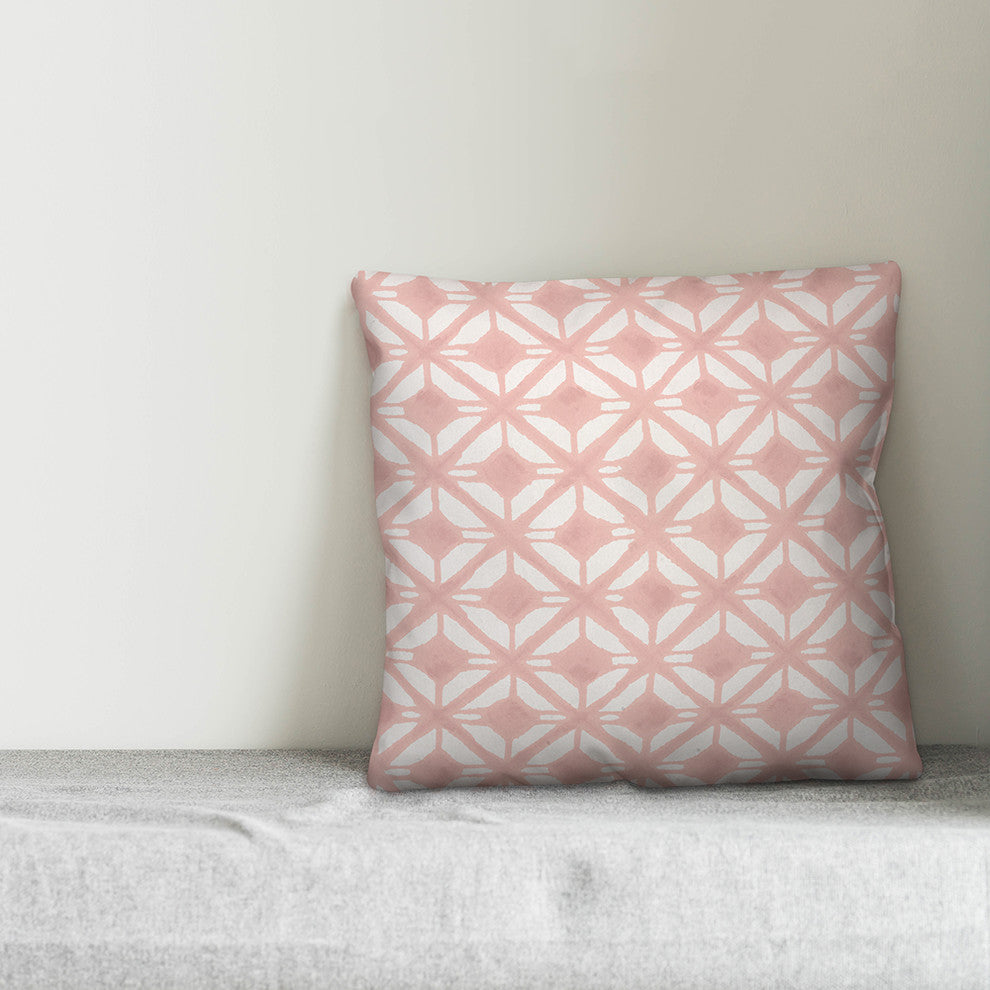 Blush Abstract Watercolor Diamond 18x18 Throw Pillow