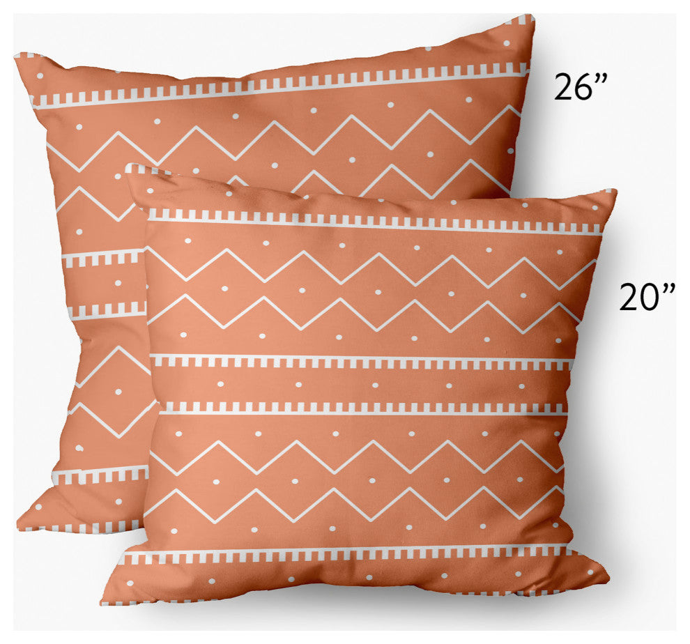 Mudcloth Indoor/Outdoor Throw Pillow, Coral, 20x20"