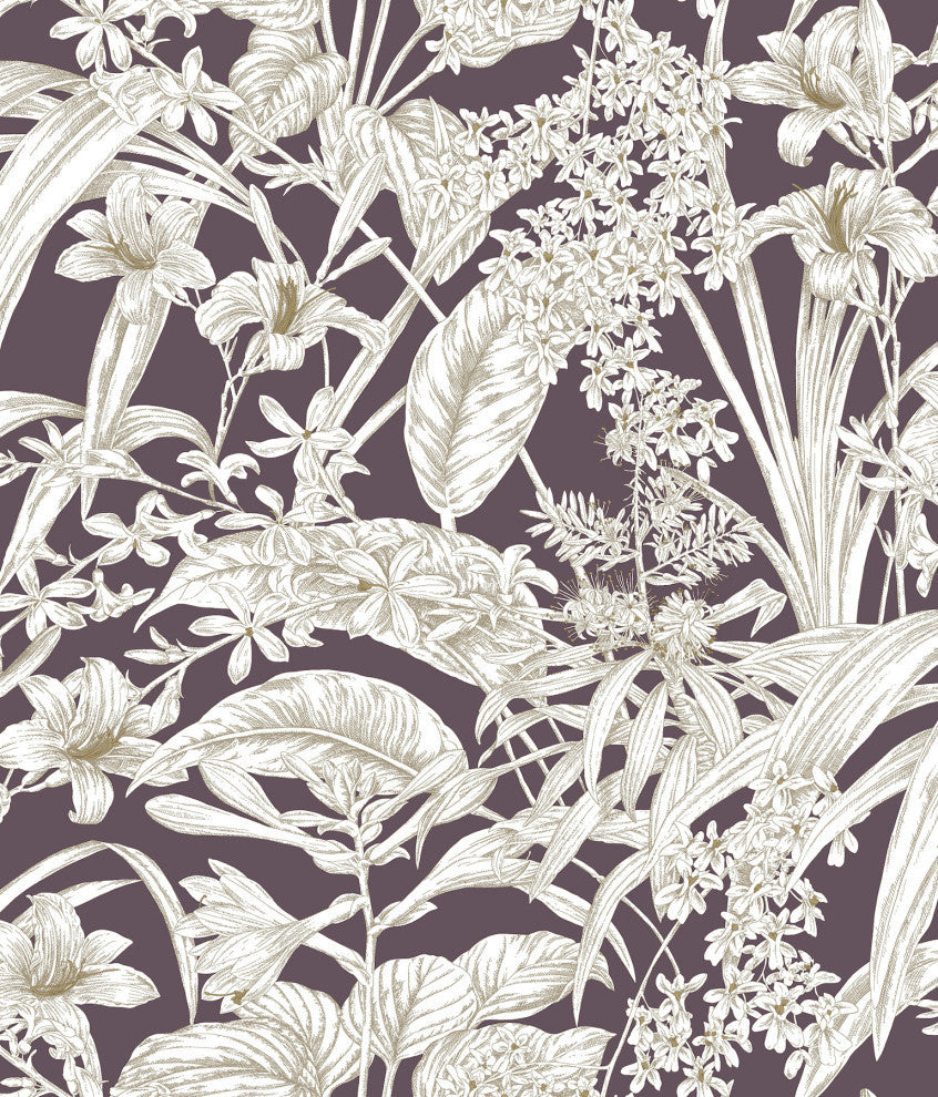 Orchid Conservatory Toile Mulberry Wallpaper