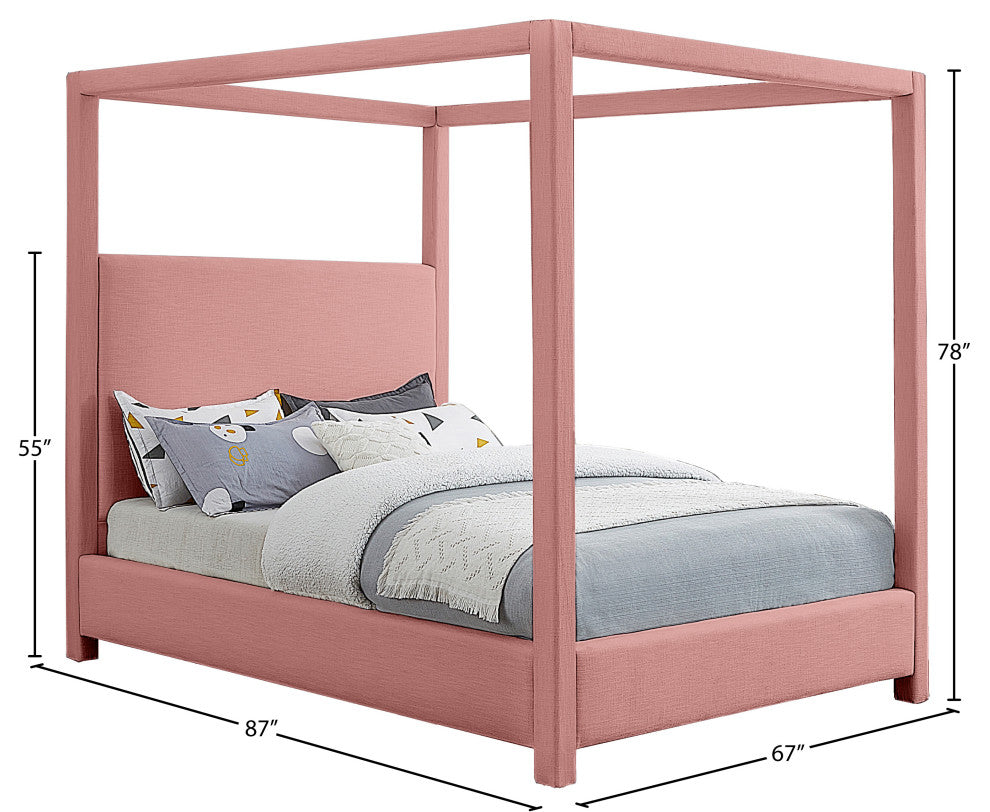 Emerson Upholstered Bed, Pink, Queen, Linen Textured Fabric