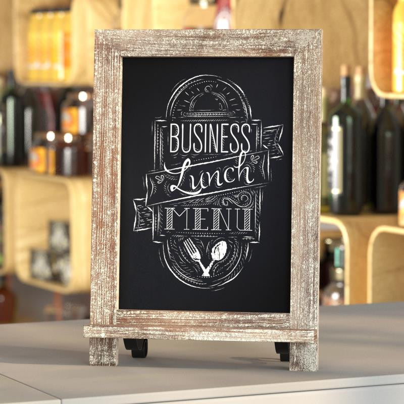 Canterbury Magnetic Chalkboard WithMetal Scrolled Legs, Hang or Countertop Board, Weathered Brown