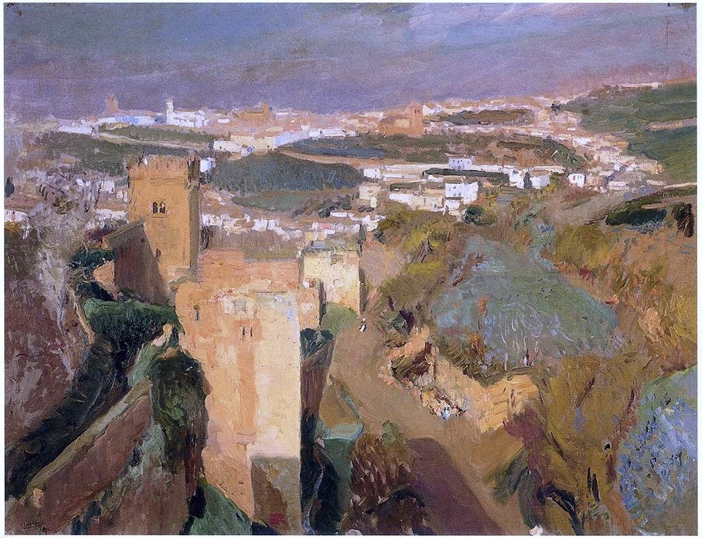 Joaquin Sorolla Y Bastida Tower of Seven- pont Alhambra- Granada Wrapped Canvas