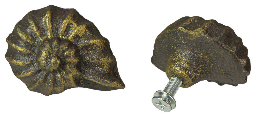 Bronze Cast Iron Nautilus Shell Drawer Pull Decorative Cabinet Knobs Set of 6